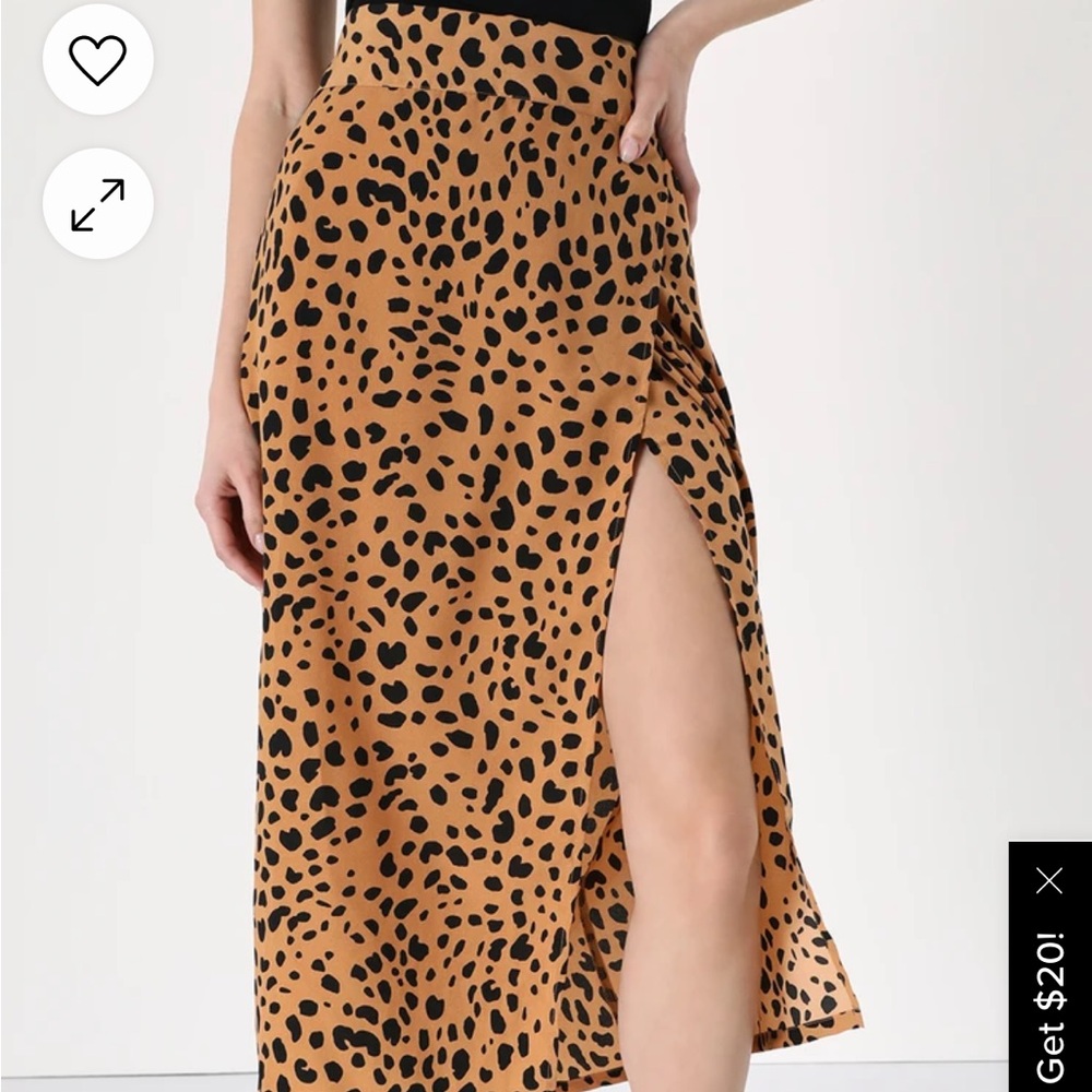 Lulus Statement-Maker Tan Animal Print Wrap Midi S - image 5